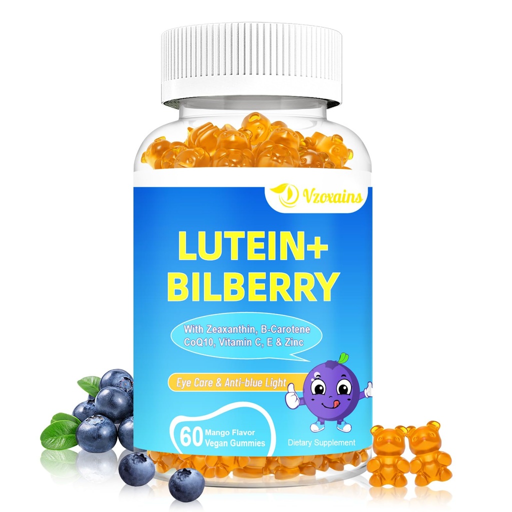 20mg Lutein & Zeaxanthin Gummies with Bilberry, Astaxanthin, Omega 3, C, E - Sugar Free Eye Health Supplement for Yetişkinler & Kids - Kuru Eye Relief, Vision Clarity, Macular Support
