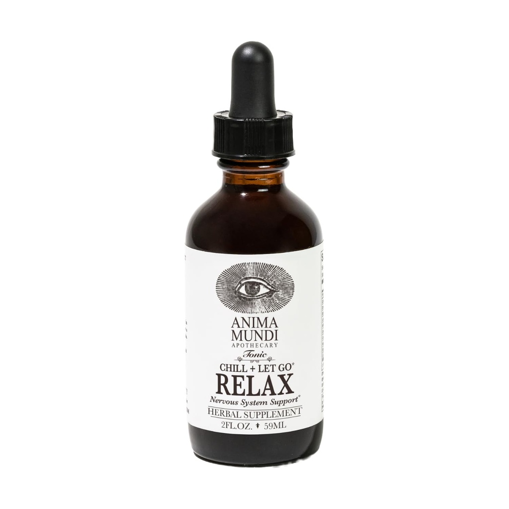 Simdi Mundi Apothecary Relax Tonic Nervous System Support - Natural Calm Aid & Mood Advancedr - Achieve Stress Relief with Lemon Balm, Passionflower, Chamomile, Ashwagan Root & Lavender (2 fl oz)