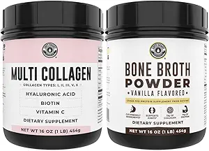 Left Coast Performansı Vanilla Bone Broth ve Multi Collagen Toz Ortak, Saç, Skin ve Nails Desteği