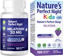 Nature's Perfect Night Sche | Melatonin 20mg | Çocuklar Melatonin 1mg | 180 Kont | 100 Count | Sugar Free | Gluten Free | Non-GMO | Vegan
