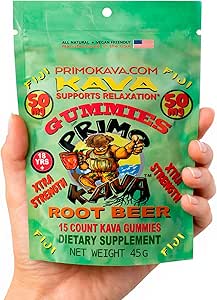 Kava Gummies 50 mg - Calm & Relaxation için 50 mg Kavalactones ile Güçlü Noble Kavalac - Alkol Özgür - Hızlı Yönlü Fiji Kava Ekstra – Kök Bira Flavor – 15 Kont