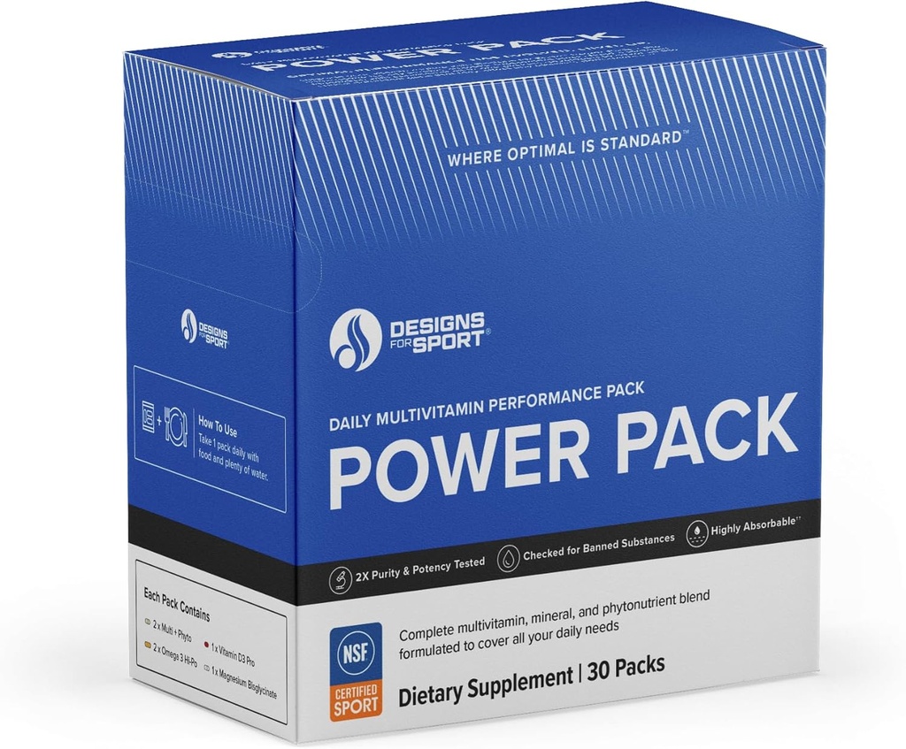 Spor Vitamin Paketi için tasarımlar - NSF Günlük Multivitamin, Fish Oil Omega-3, Magnezyum Glycinate & D3 + K - Athlete's Supplement Stack (30 Packets)