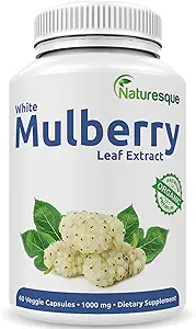 Naturesque White Mulberry Leaf Extract | 1000 mg 60 Vegan Capsules | Non-GMO ve Gluten Free Herbal Supplement