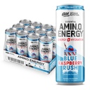 Optimum Nutrition Amino Energy Sparking Hydration Drink, Electrolytes, Caffeine, Amino Acids, BCAAs, Sugar Free, NEW Blue Raspberry Rush, 12 Fl Oz, 12 Pack (Packing May Vary)