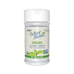 NOW Foods, Certified Organic Better Stevia, Extract Powder, Zero-Calorie Sweetener, Certified Non-GMO, 1-Ounce(Pack of 1)