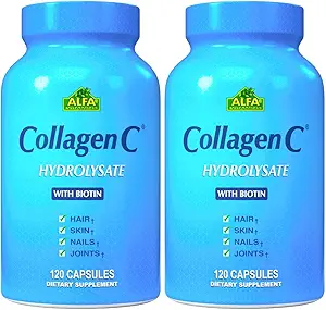 ALFA VITAMINS CollagenC Anti-Aging Beslenme Supplement for - Skin, Nails & Hair Rejuvenation - Supports Bone & Muscle Health - Made in USA - 120 Capsules - 2 Pack