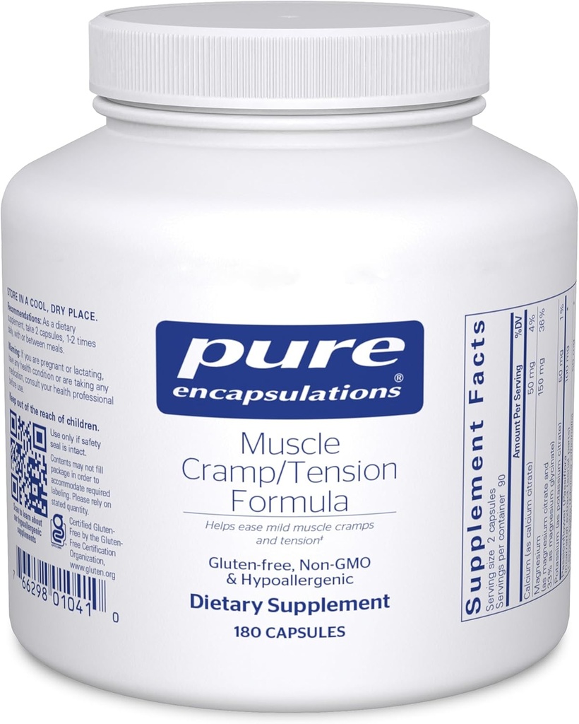 Pure Encapsulations Muscle Cramp/Tension Formula | Hipoallergenic Supplement to Reduce Occasional Kas Cramps/Tension and Support Relaxation | 180 Capsules