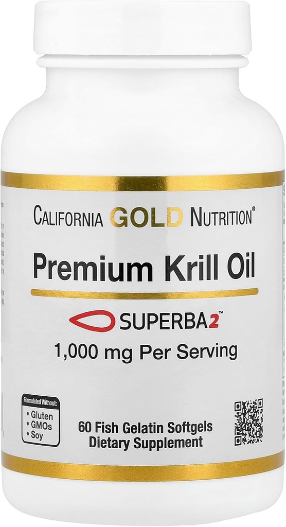 California Gold Beslenme Premium Krill Oil with Superba2 Bio available Omega-3s from Antarktika Krill - Heart & Brain Health Support - Gluten Free, Non-GMO - 1000 mg - 60 Fish Gelatin Softgels