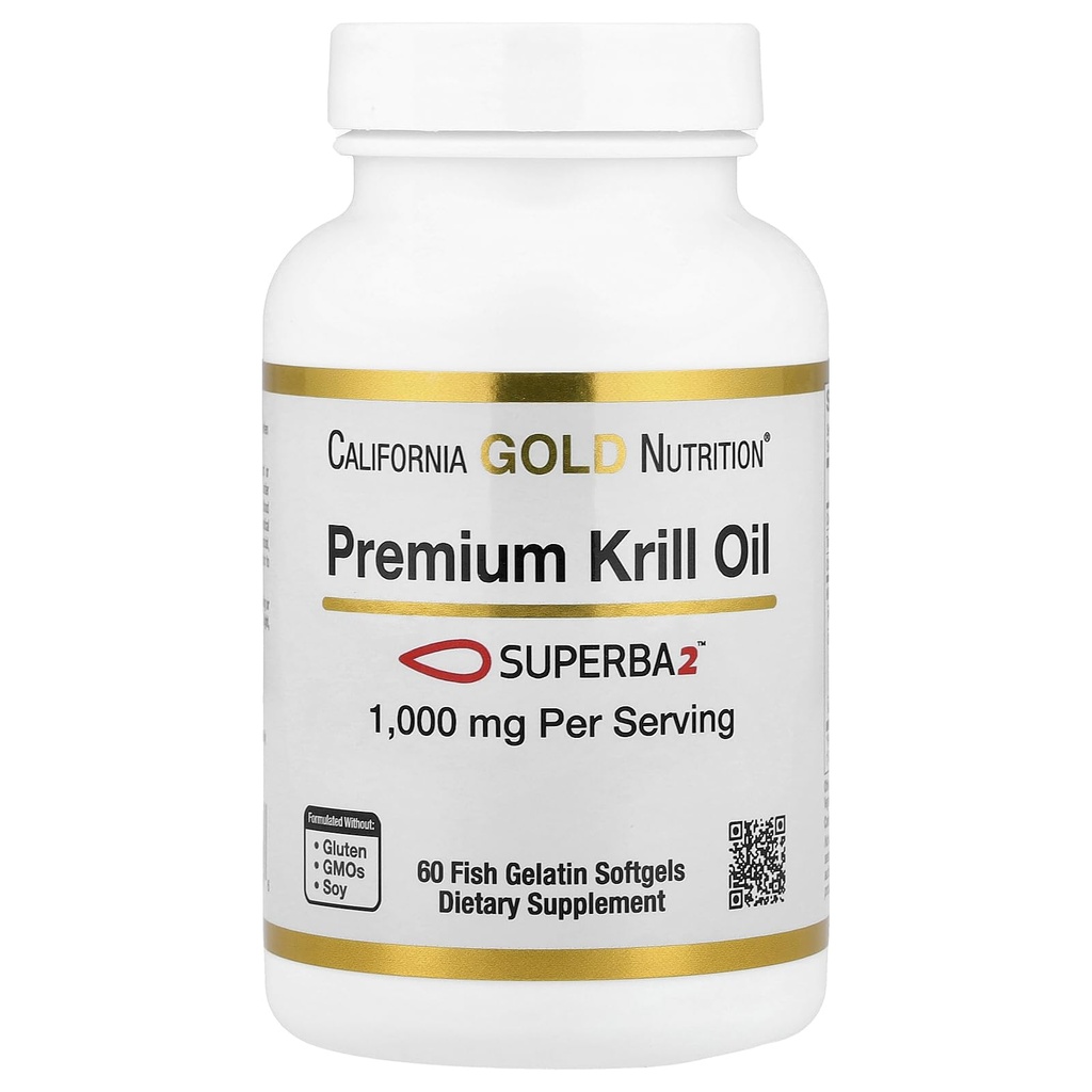 California Gold Beslenme Premium Krill Oil with Superba2 Bio available Omega-3s from Antarktika Krill - Heart & Brain Health Support - Gluten Free, Non-GMO - 1000 mg - 60 Fish Gelatin Softgels
