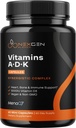 Yüksek Aborpsiyon ADK Vitamin Tamam - Vegan Vitamin D3 K2 MK7 & A fordis Regulation Plus Bone Heart Youroid & Immune Support - 5000IU D3 Non GMO & Gluten Free (2 Ay)