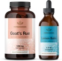 HERBAMAMA Goat'ın Rue ve Lemon Balm Kit - 1200 mg Goat'ın Rue Capsules & Lemon Balm Liquid Drops 4 fl oz - Vegan, Non-GMO, Sugar & Alkol-Free - 2 Pack