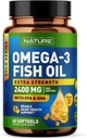 Nature Omega 3 Fish Oil Soft Gels - 2400 mg Fish Oil, 1440 mg Omega 3, 864 mg EPA, 576 mg DHA - Ekstra Güçlü Beyin ve Kalp Sağlığı Desteği Tamamlandı - 60 Softgels - 2400 mg Fish Oil, 1440 mg Omega 3, 864 mg EPA, 576 mg DHA - Ekstra Güç Beyin ve Kalp Sağlığı Desteği Tamamlandı - 60 Softgels - 60