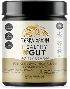 TERRA ORIGIN Sağlıklı Gut Toz (Honey Lemon) | L-Glutamine, çinko, Glucosamine, Terpery Elm Bark ve Daha Fazlası!