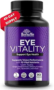 Lutein, Bilberry, Beta Carotene, L-Taurine, çinko ve Quercetin, 90 Capsules, Supports Vision, Ocular ve Macular Health, Helps Eyes Blue Light Light
