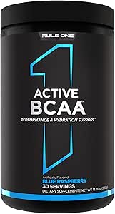 Κανόνας 1 Ενεργός BCAA - Απόδοση, Ενυδάτωση, και υποστήριξη ανάκτησης με 5g BCAAs + ηλεκτρολύτες, L-Γλουταμίνη, και κιτρουλίνη (30 σέρβις, Μπλε Βατόμουρο)