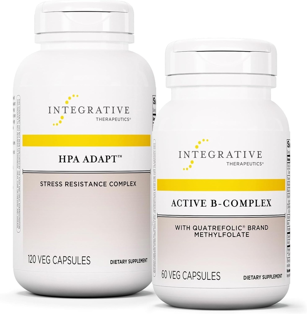 Aktif B-Complex, 60 Capsules & HPA Adapt, 120 Vegan Capsules - Enerji Metabolism'i Desteklemek için Aktif B-Complex - HPA Sağlıklı Stresi Desteklemek için Adapt