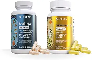 BioAssist® Brain-fx Nootropic Energating Mind Memory Focus Brain Support ve Immune-fx, Immune Support Supplement, Pulmonary Lung Supplement, Clean Certified®, Non-GMO