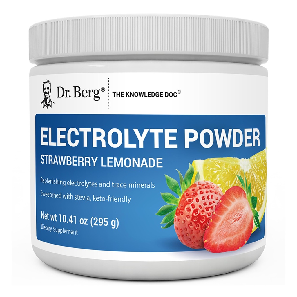 Dr. Berg Zero Sugar Hydration Keto Electrolyte Toz - Pids & Real Pink Himalaya Salt (NOT Table Salt) - Strawberry Lemonade Hydration Drink Supplement - 50 Hizmetler