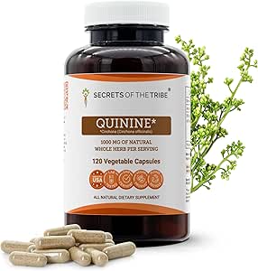 Μυστικά των καψακίων Κινίνης Φυλής 1000 mg Wildcrafted Quinine (Cinchona officinalis) Αποξηραμένος Φλοιός, Συμπλήρωμα Υποστήριξης Κρούστης Ποδιών (120 Κάψουλες)