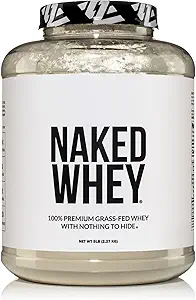 NAKED WHEY 5LB 100% Grass Fed Unflavored Whey protein Toz - Sadece 1 Malzemeler, Undenatured - Hayır GMO, Soy veya Gluten - Hiçbir Preservatives - Kas Büyüme ve Kurtarmayı Destekleyin - 76 Hizmetler