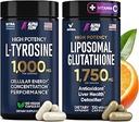 (Bundle) L Τυροσίνη 1000mg & Λιποσωμική Γλουταθειόνη 1750mg - All-Φυσική Εστίαση, Ενέργεια, και Ηπατική Υποστήριξη - Μη ΓΤΟ, Χωρίς Γλουτένη, Vegan - 270 Κάψουλες Σύνολο