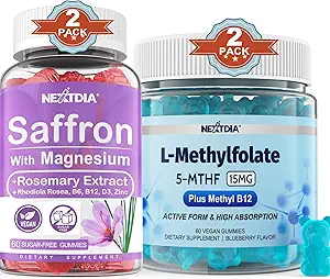 Γλυκινικό μαγνήσιο + L-μεθυλοφωσφονικό L-MethylFolate 15mg & Gummys methyl B12, 4 Συσκευασία