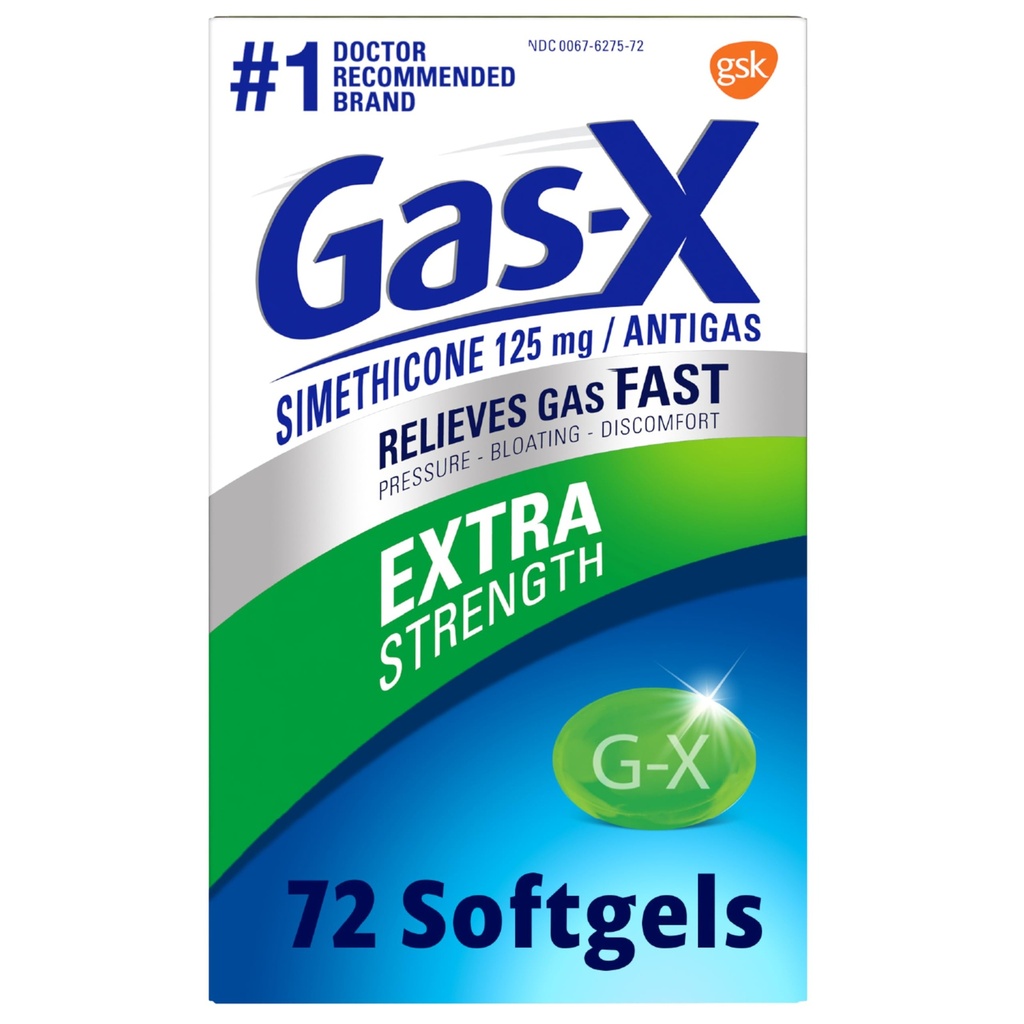 Αέριο- X Extra Strength Gas Relief Softgels με Σιμεθικόνη 125 mg για Bloating Relief - 72 Count