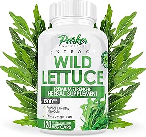 Parker Naturals Wild Lettuce Extract – Herbal Sleep Supplement 1200 mg, 4:1 Yoğun, Vegan Capsules, Soothes Discomfort, 60 Hizmet, 120 Sayı
