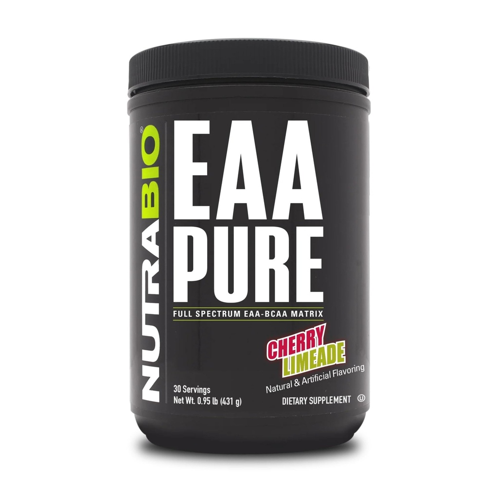 NutraBio – EAA Pure – 9 Amino asitler – Kas Onarım ve Kurtarma, 30 Hizmet, Cherry Limeade - Pre or Post Workout – All Day Recovery