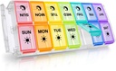 Pill Organizer 2 Times bir gün, Fullicon Quick Büyük Haftalık AM PM Pill Box, Medicine Organizer 7 Gün, Daily Pill Cases - Rainbow (Patent Registered)