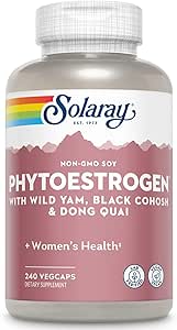 SOLARAY PhytoEstrogen Menopause Supplements with Wild Yam, Black Cohosh ve Dong Quai - Perimenopause ve Menopause Destek için Phyto Estrogen Pills, Vegan, 60 Günlük Garanti, 60 Hizmet, 240 VegCaps