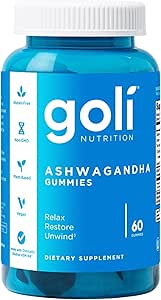 Goli Ashwagandha & Vitamin D Gummy - 60 Count - Mixed Berry, KSM-66, Vegan, Plant Based, Non-GMO, Gluten-free & Gelatin Free Relax. Επαναφορά. Χαλαρώστε, συσκευασία του 1