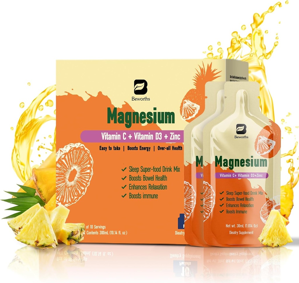 Magnezyum Citrate Liquid Supplement, Bromelain, C, D3, B6, çinko, Yüksek Abhidrasyon Magnezyum Citrate Oral Çözüm, Eklenme için Magnezyum, Zzz & Enerji, Pineapple, 10 Fl Oz Oz