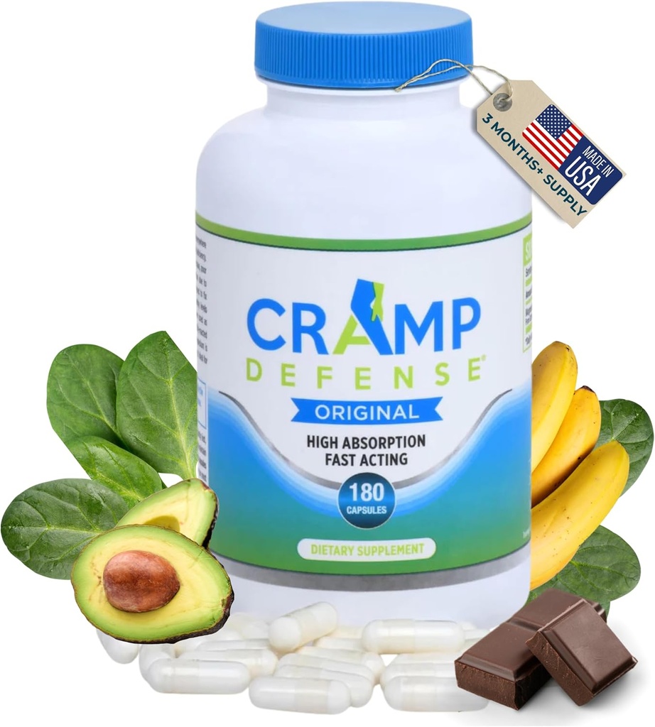 Cramp Defense® For Leg Cramps & Muscle Cramps Relief (During The Day & at Night) Magnezyum Supplement ABD'de 3-6 Ay Şişe başına yaptı. Max Aborpsiyon için Truemag®. 1+ Milyon frank.
