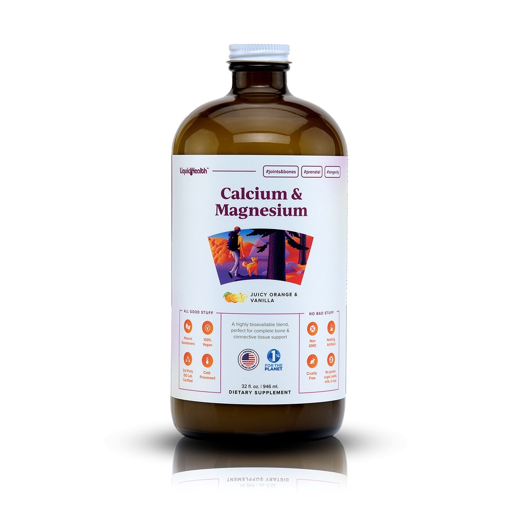 LIQUIDHEALTHuba & Adult Liquid Vitamin Supplement - Bone, Joint, Muscle, Connective Tound Support, Heart Health, Essential Nutrients - ABD'de Made in the USA, Vegan, Non GMO, No Sugar (32 oz)