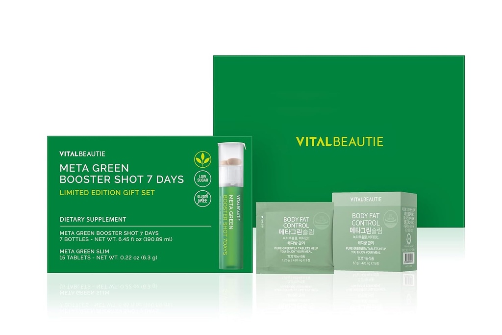 Metagreen ATM Shot Limited Set (Green Tea Extract, EGCG) Catechin, C vitamini, Pantothenic Acid for Health Physicsique, Cholesterol Level, Antioksi, Vegan Supplement by AMOREPACIC - 7 Servisler