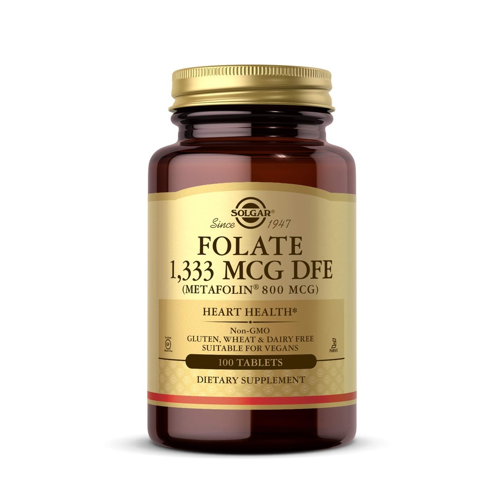 Solgar Folate 1333 MCG DFE Metafolin® 800 mcg Tablet, Original, 8 Ounce