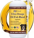 Natural Dog Company Ultra Omega Oil for Dogs a 2000 MG Omega 3, 6, 9 with Salmon, Pollock & Flaxseed Oil, EPA & DHA, Dog Supplement for Skin, Coat, Ortaklar, Antis & Itch Relief, Dog Fish Oil 16oz