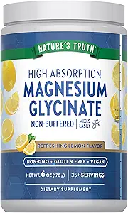 Doğanın Gerçek Magnezyum Glycinate Toz | 6 oz | Lemon Flavor | High Abors | Vegan, Non-GMO, Gluten Free Supplement Supplement Supplement