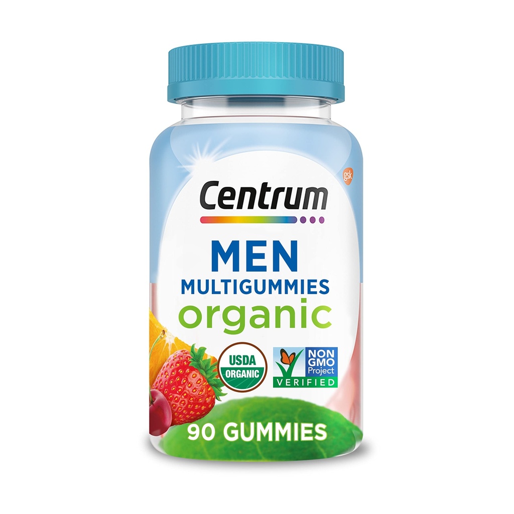 Centrum Men's Organic Multigummies, Men's Multivitamin Gummies, Immune Support, Energy, and Muscle Function - 90 Count
