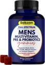 Sakoon beslenme Men's Multivitamin Gummies with Probiyotiks and Prebiyotiks, Adult Multivitamin A, C, D, E, B & More, Support Immune, Energy, Health, 60 Count