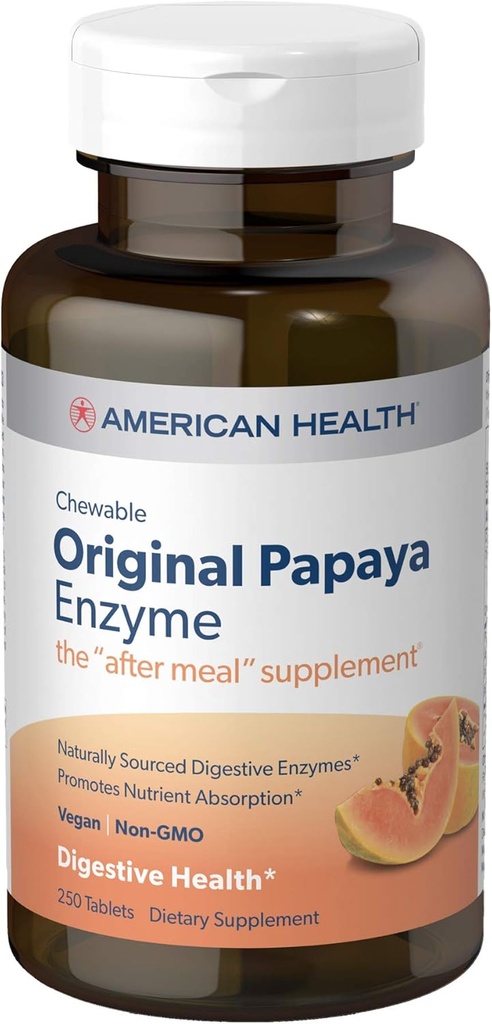 Amerikan Sağlık Ürünleri - Original Papaya Enzyme, 250 çiğnenebilir Tabletler