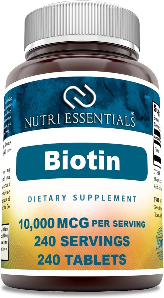 Biotin (Vitamin B7) 10.000 mcg Supplement | 240 Tablet | Non-GMO | Gluten Free | Made in USA