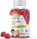 Çocuklar için Viteey Vitamin B12, 1000mcg - Metabolism, Doğal Enerji Desteği - Vegan, Gelatin Free, Gluten Free, GMO Free - Tasty Chewable B12 Raspberry Flavored Gummy