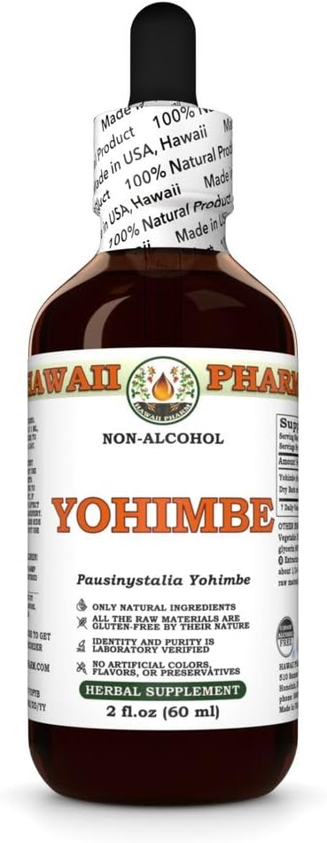 Yohimbe (Pausinystalia Yohimbe) Ξηρό Bark Γλυκερίτης, Made in Hawaii, All Natural, Vegan, Lab Tested Alcohol-Free Liquid Extract - 2 fl.oz