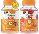 Ζωηρή βιταμίνη C παιδιά + B Σύμπλεγμα παιδιά, Gummies Bundle - μεγάλη γεύση, συμπλήρωμα βιταμινών, χωρίς γλουτένη, GMO δωρεάν, μασώμενη κοιλιά