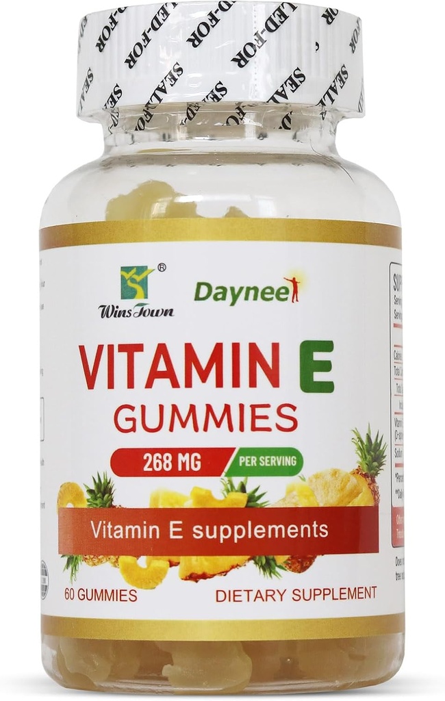 Vitamin E Gummies 268mg, Delicious, Vegan, Non-GMO, Adult Gummy Supplements, Immune, Skin & Eye Support, 60 Count