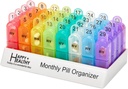 Monthly Pill Organizer 2 Times a Day, 30 Day Pill Box AM PM, Morning and Night One Moon Pill Box Organizer with Daily Reforce 31 Day Pill Organizers and Organing Tray