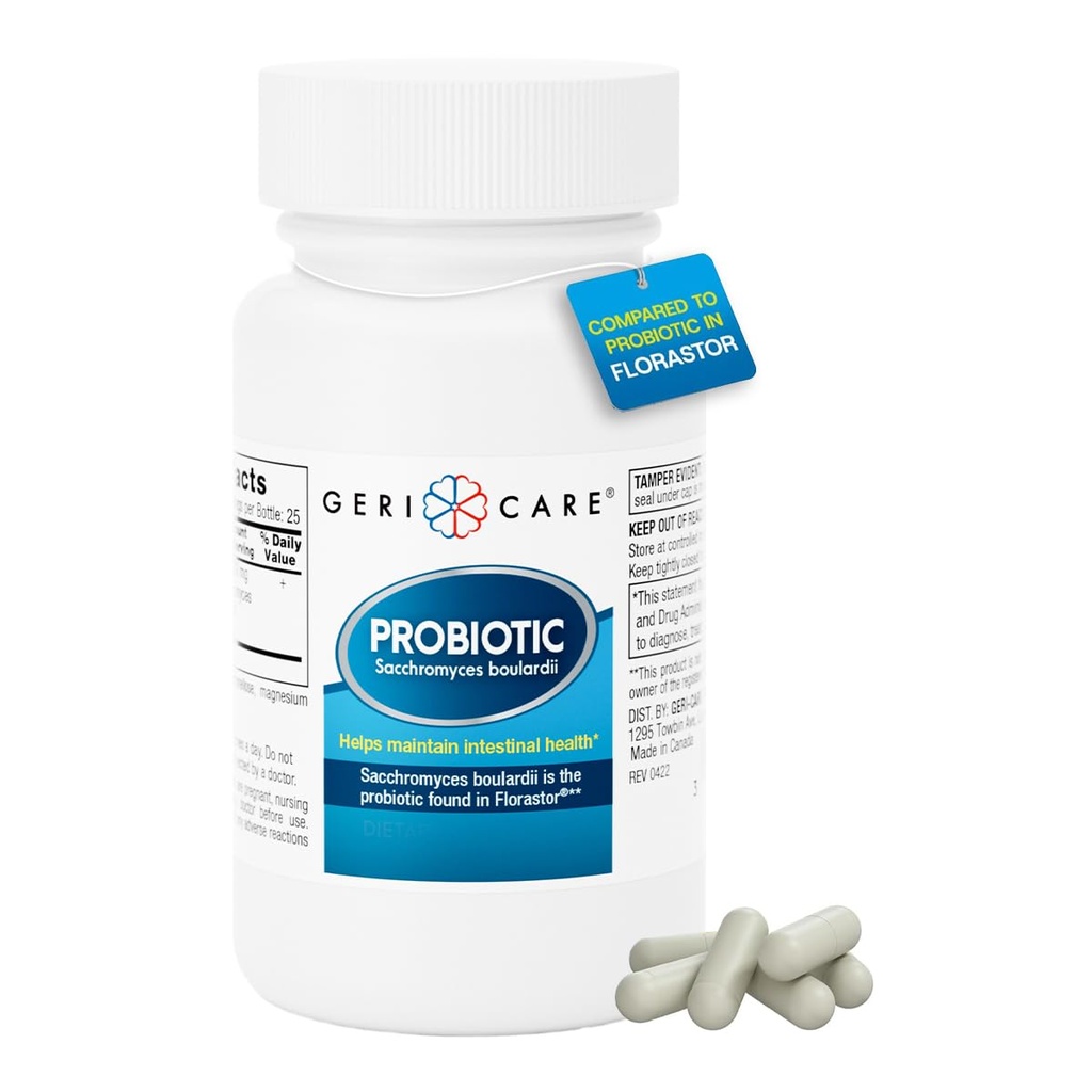 GeriCare S. Boulardii Probiotic Saccharomyces Boulardii - Probiotics for Digestive Health for Women & Men - 500mg - Σύγκριση με The Active Ingredient in Florastor Probiotic Gut Formula (50 Κάψουλες)