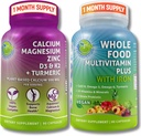 Vegan All Food Multivitamin with Iron + Plant-Baseduba, Magnezyum, çinko, D3, K2 & Turmeric - Vegan Daily Support for Energy, Bone Health, Immunity & General Wellness Trio Wellness Trio Wellness